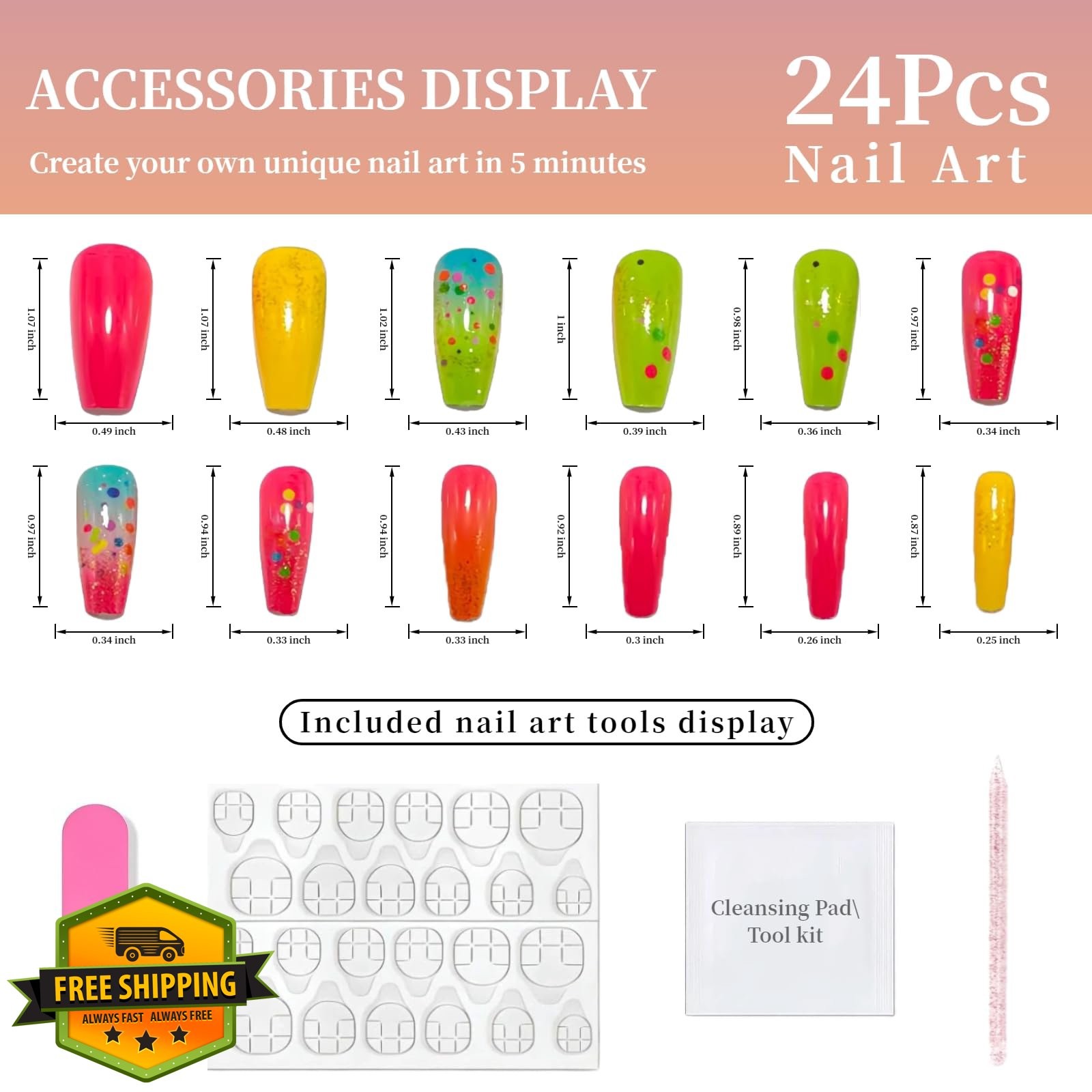 Tephrent Ombre Style Gradient Polka Dot Press on Nails