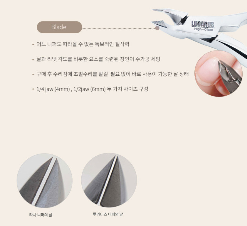 LUCANUS Premium H Cuticle Nipper Professional Manicure Nail Care Tool K-Beauty