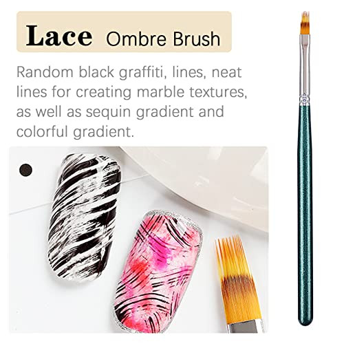 KAAGEE 3pcs Ombre Nail Brush Nail Paint Pen for Lace Line Gradient Color Ombre
