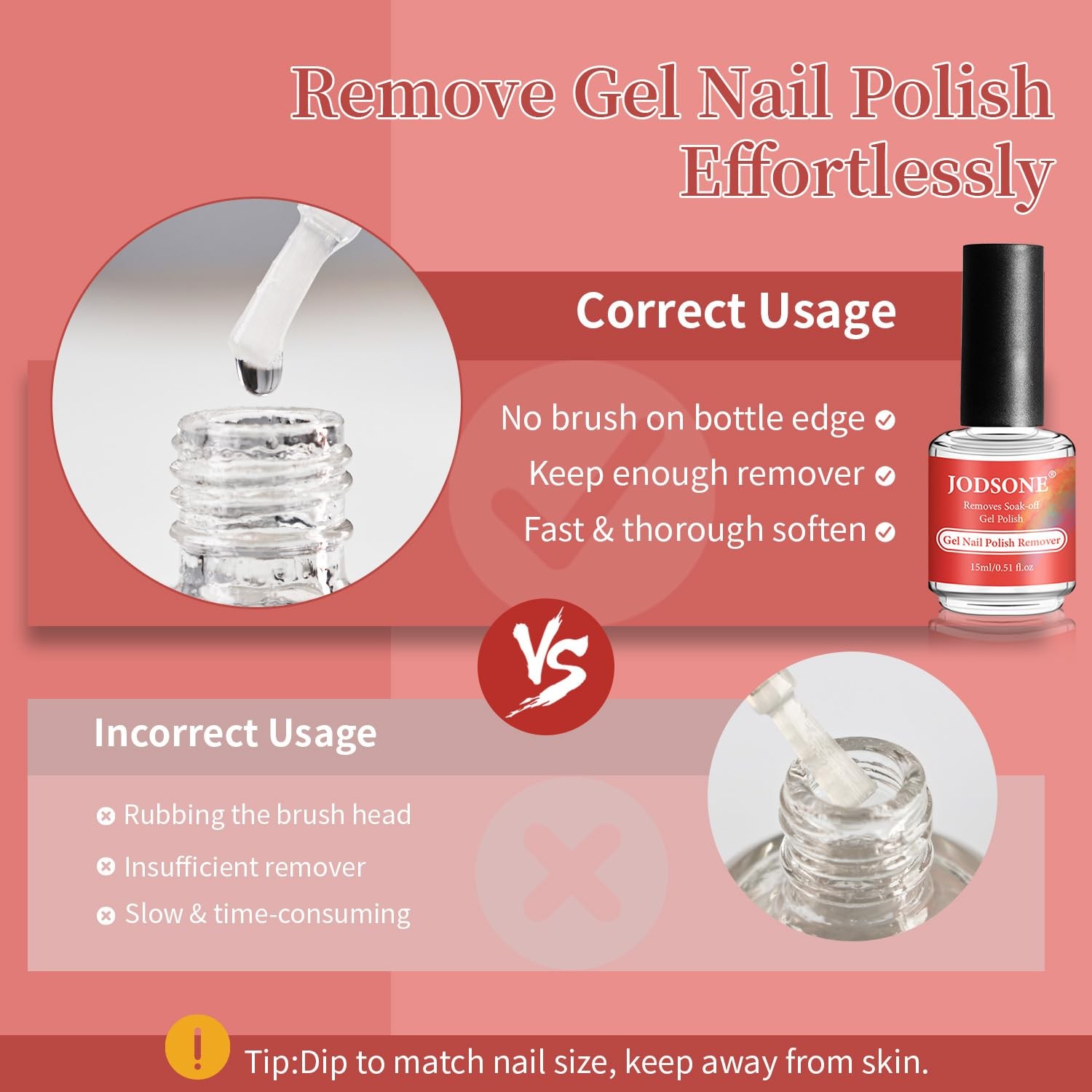 JODSONE 15ML Gel Nail Polish Remover No Need 0.51 Fl Oz (Pack of 1), A06