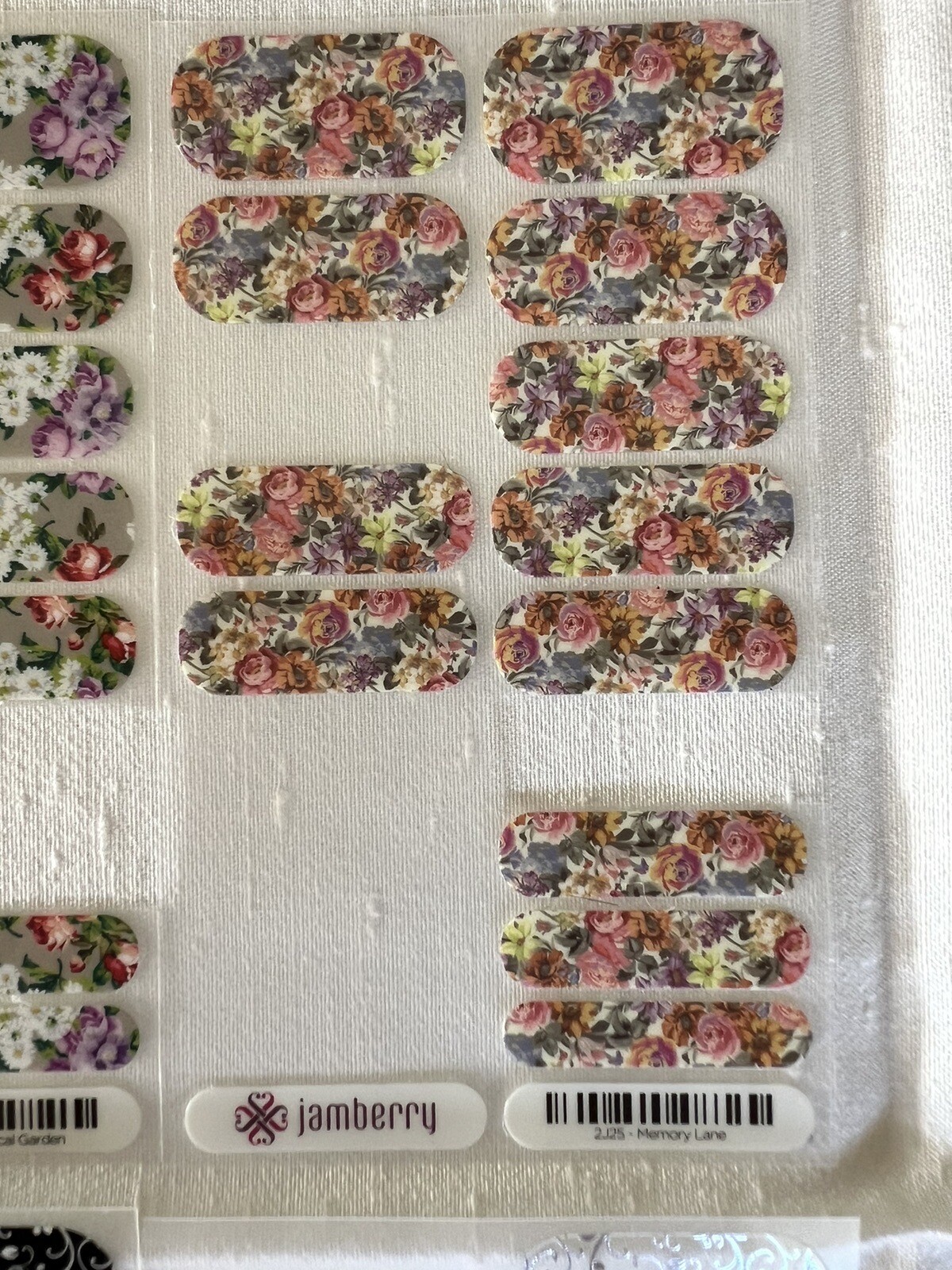 Jamberry Nail Wraps, Botanical Garden, Memory Lane, Black Floral, Silver Floral