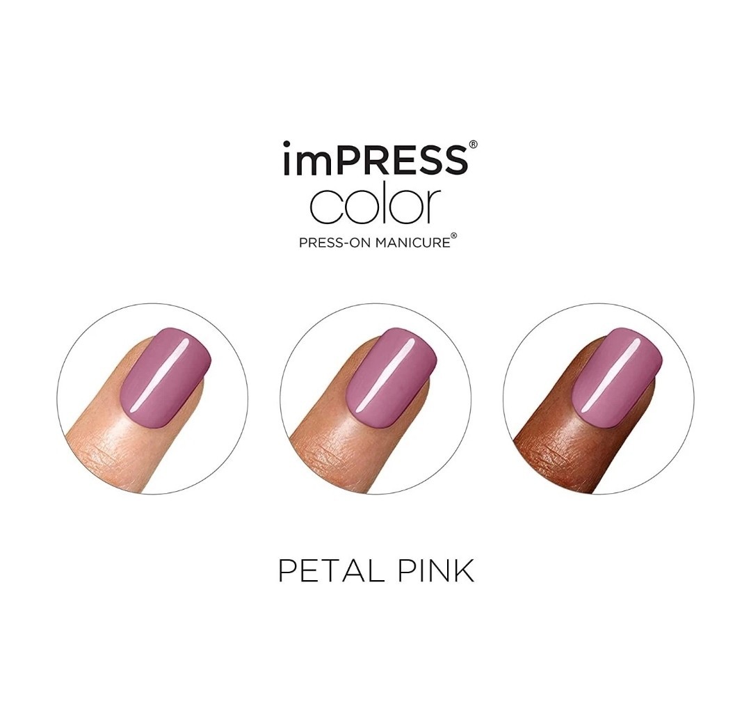 Press On Nails Shiny Glossy Pink Mauve Short Square No Glue Mani By imPRESS