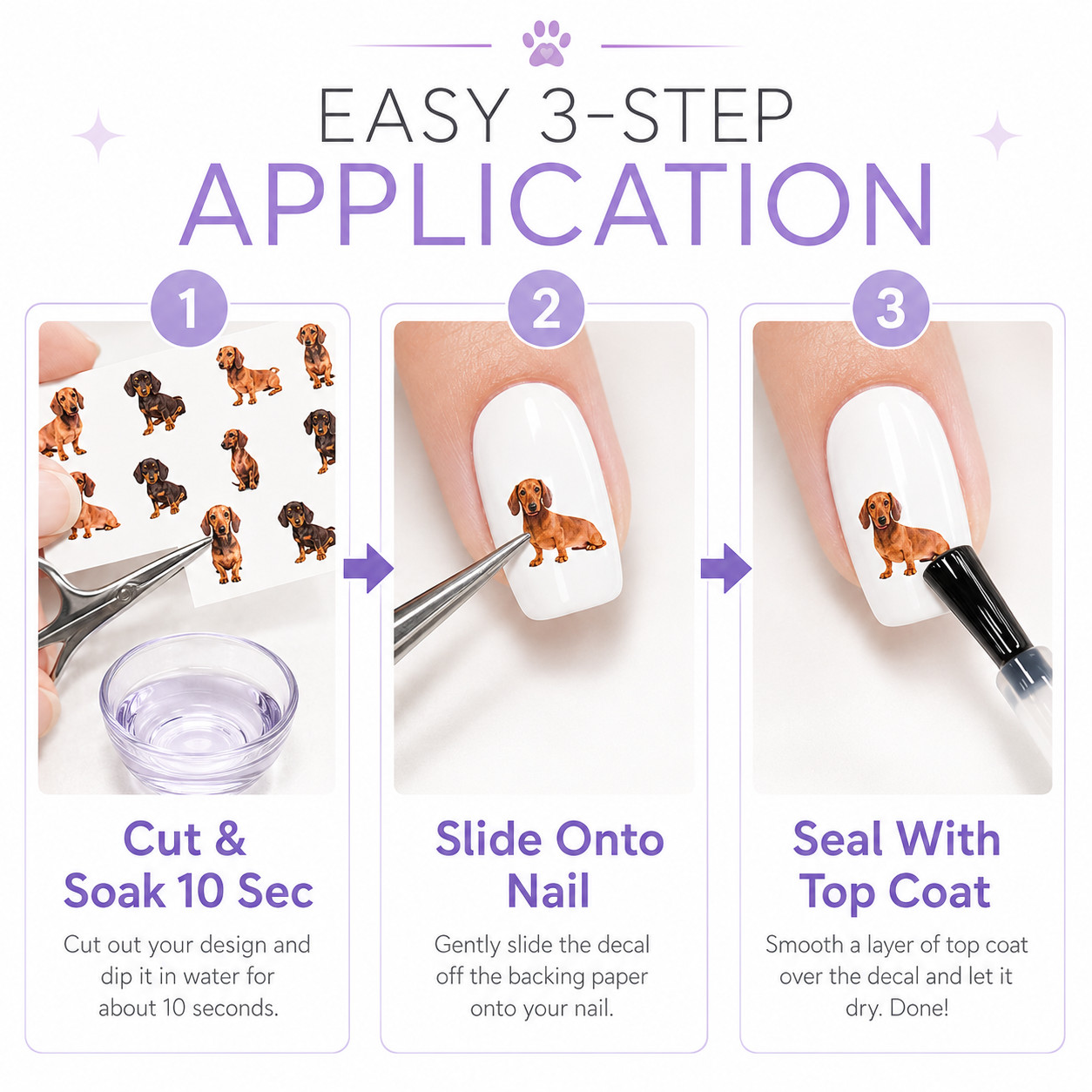 Dachshund Nail Art Stickers Transfers Decals Set of 47 – A1298