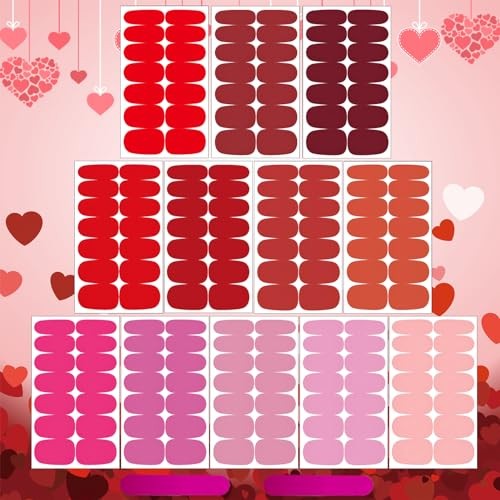 12 Sheets Red Pink Series Solid Color Nail Wraps Full 12 Sheets, Red&pink