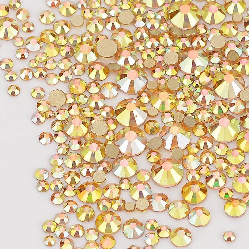 1440pcs Mix Size Metal Sunlight FlatBack Rhinestones Nail Art Crystal SS3-SS20