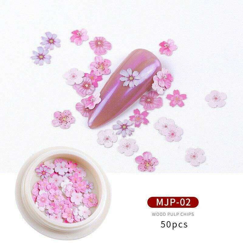 Nail Art Slice Flakes 50Pcs Decor Decoration Summer Flowers Gel Nail Polish Tips
