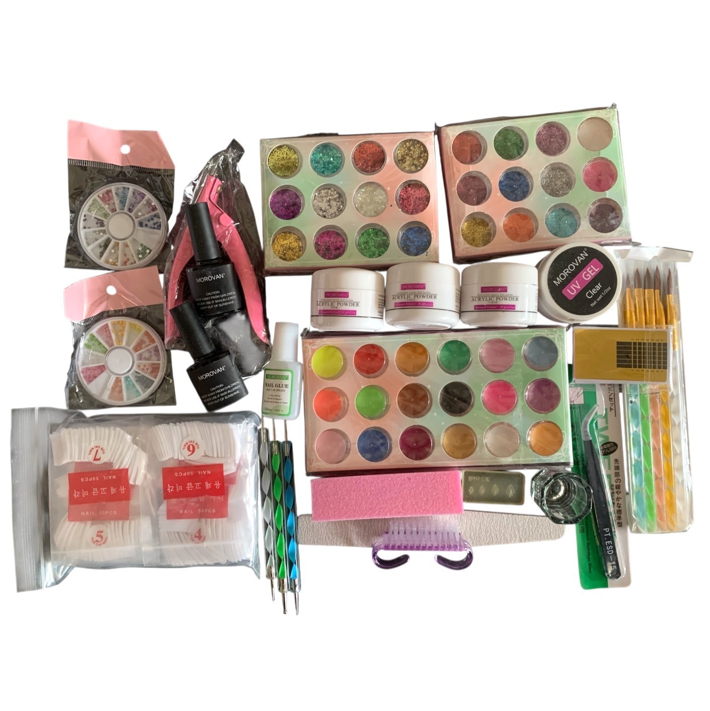 Morovan Acrylic Professional Nail Art Set 42 Colors Tools Nails Complete Kit NEW