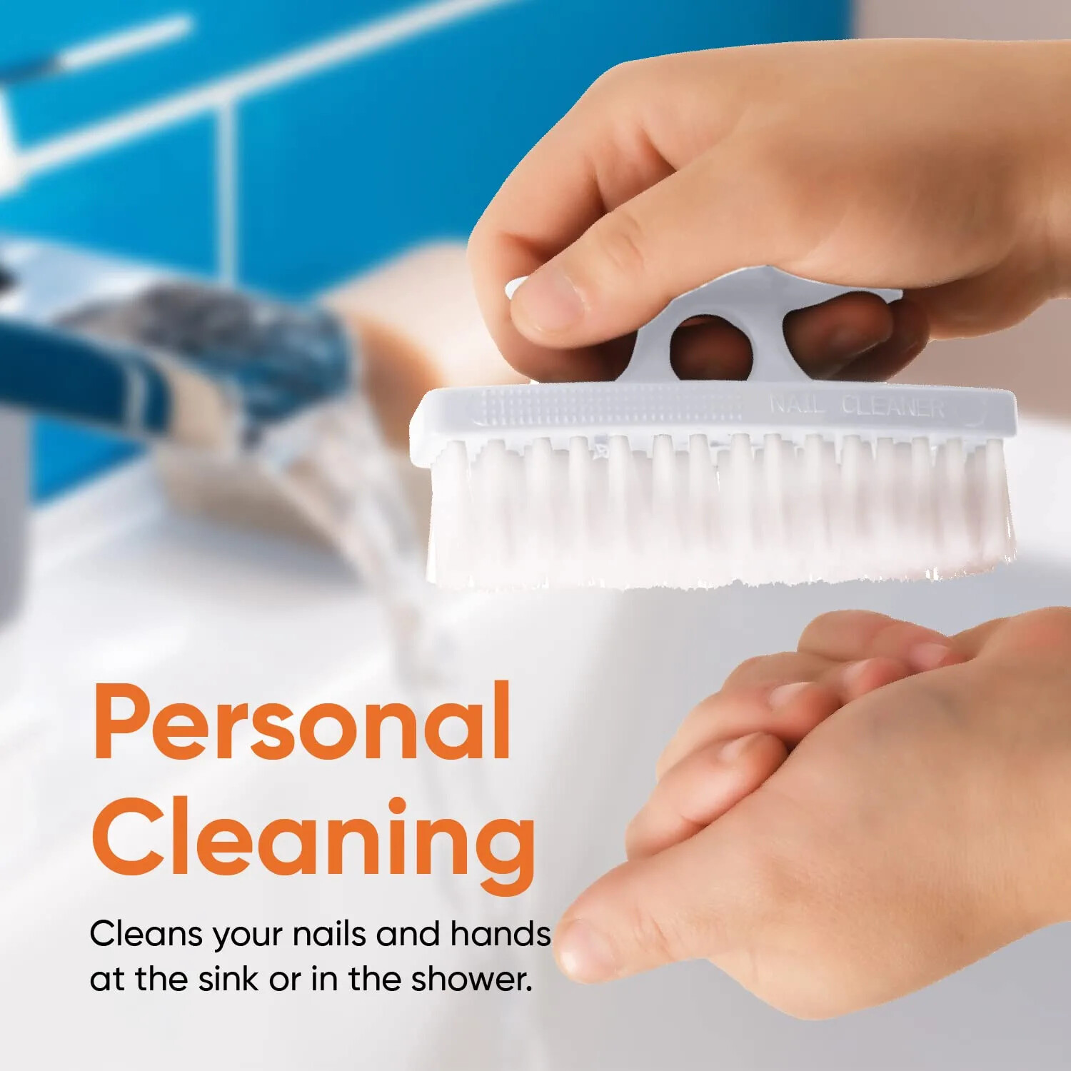 Superio Nail Brush Set 3 Pack Cleaner with Handle Durable Brush Scrubber – White