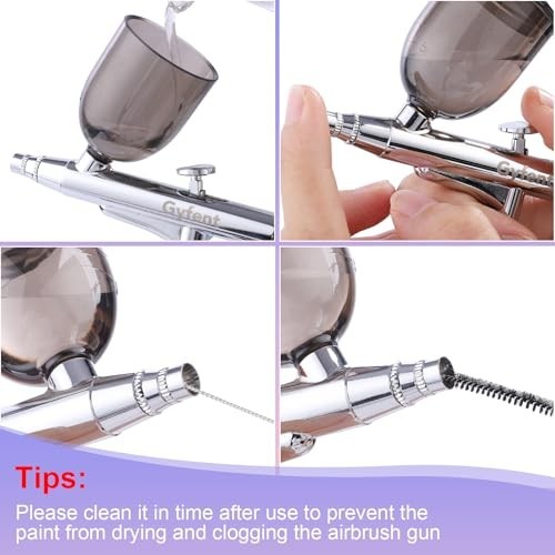 Airbrush Kit with 4 Nozzle Sets (0.2/0.3/0.5/0.8mm) – Dual-Action Gravity Feed f