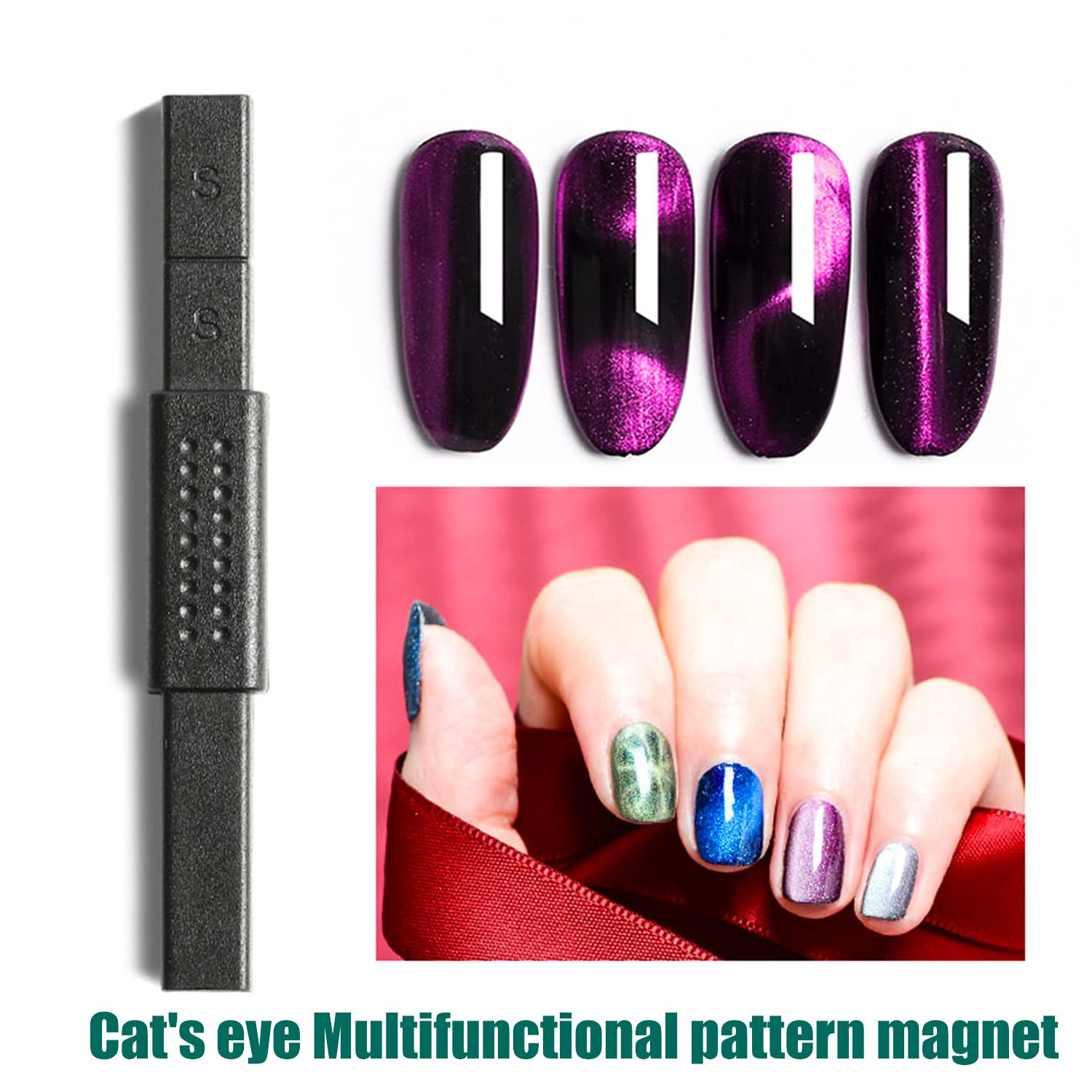 7 Pieces Cat Eye Magnet for Nails Double-Head Nail Magnetic Stick Multi-Function