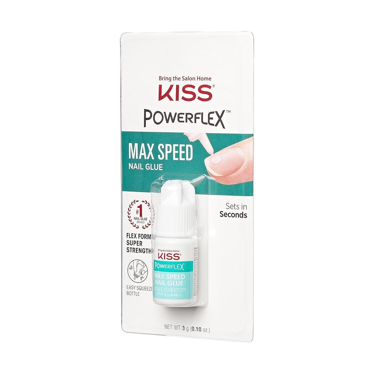 Kiss Powerflex Maximum Speed Nail Glue for Press on Nails,3g/0.10 Oz Pack of 1