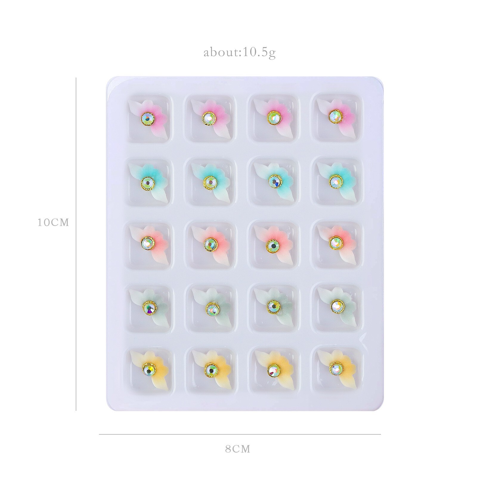 20 Grids 3D Resin Nail Flowers and Rhinestone Set for Nail Art Charms