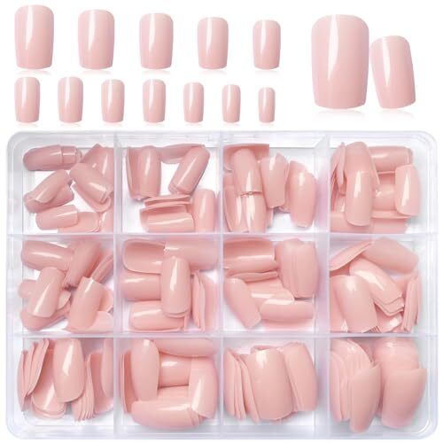 240pc Press on Nails Medium Square Fake Nails Press ons Square Nail Tips Nude