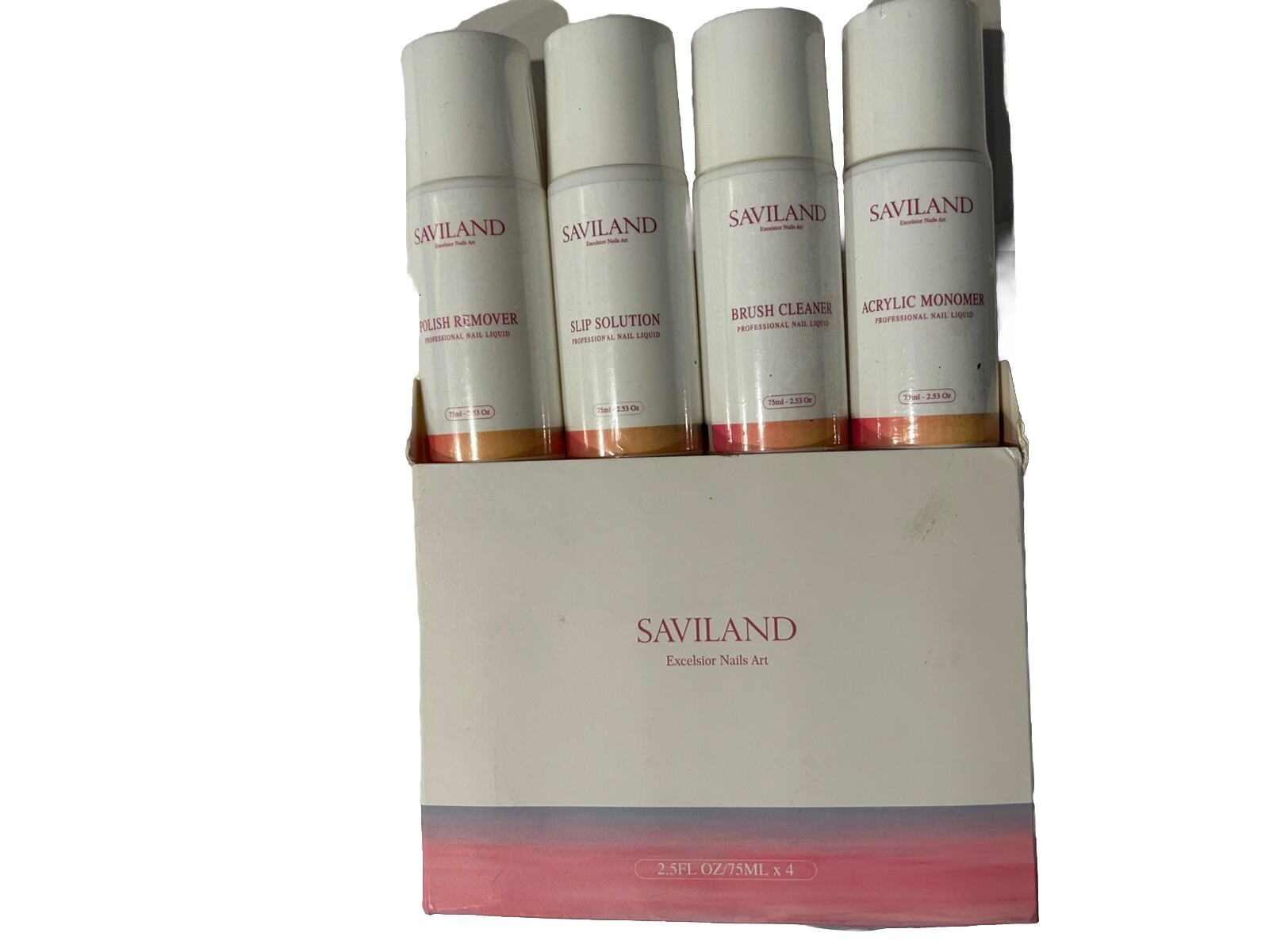 Saviland Excelsior Nails Art 4 Bottle Set 2.5 Fl Oz Acrylic Liquid