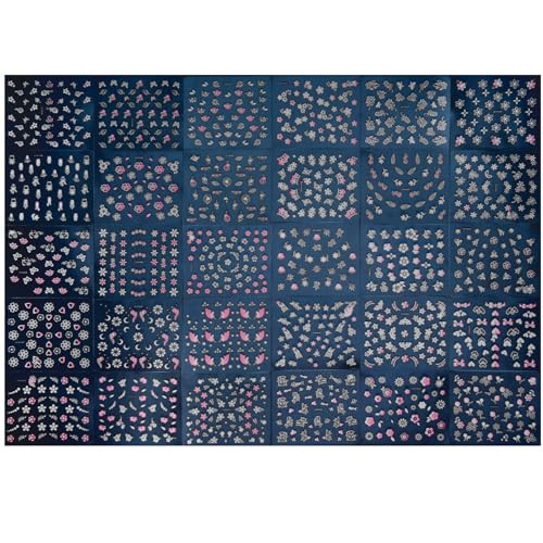 60 Sheets Flowers Nail Art Stickers Decals 3D Self-Adhesive Colorful Flower