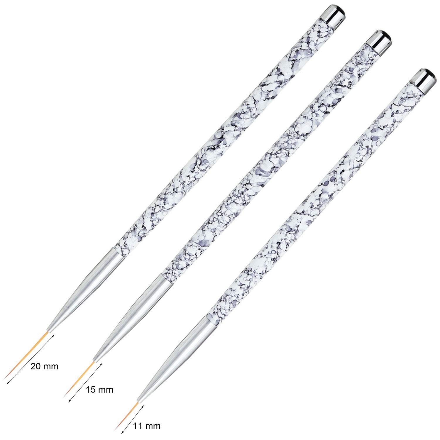 Marble Handle Nail Art Liner Brushes Set – Perfect for Short Strokes & Details