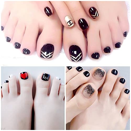 440 Pieces 20 Sheets Black Color Toe Nail Polish Black Toe Nail Polish Strips