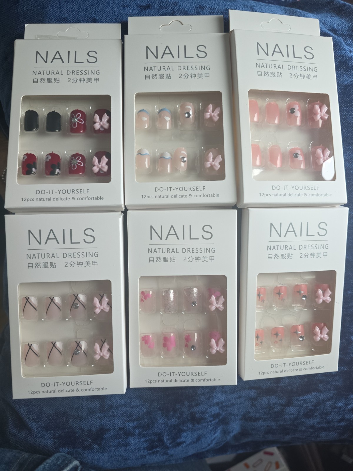 Nails Natural Dressing Press On Nails Lot of 6 Packs Y2K Bows Flowers DIY Set