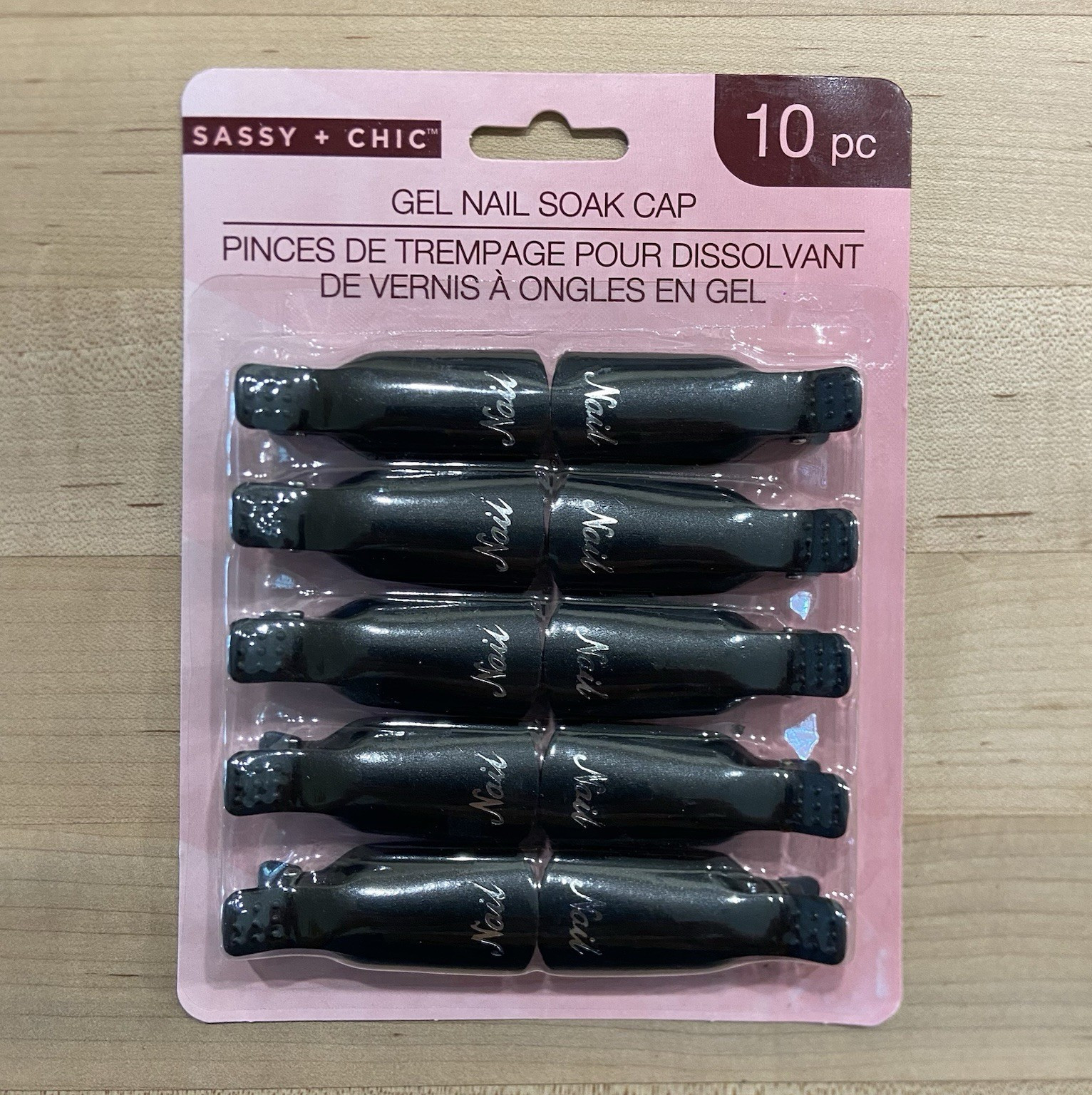 Sassy + Chic Reusable Soak Off Gel Polish Nail Clips, Black Plastic 10pc