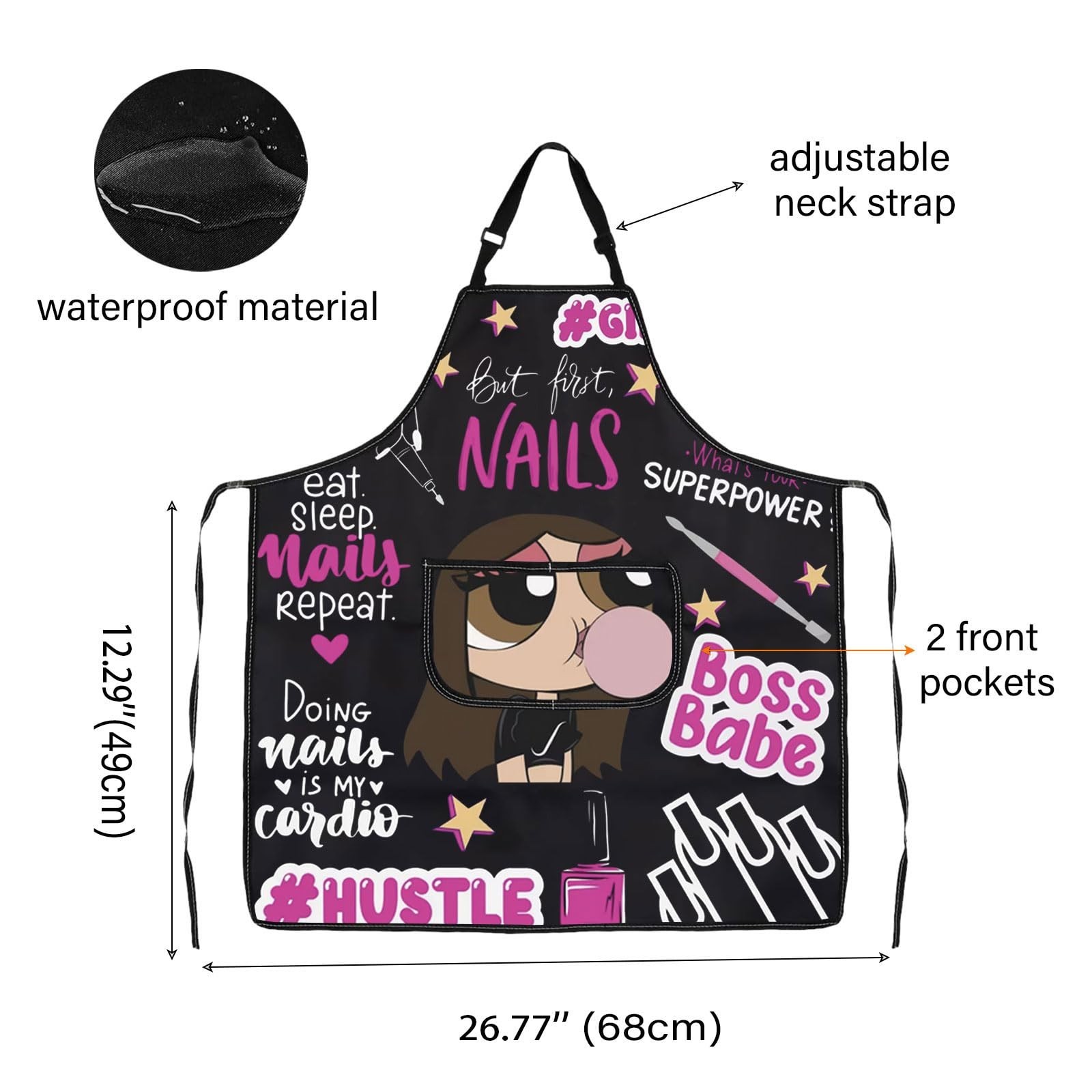 WCGXKO Nail Tech Kitchen Apron Nail Polish Themed Gift Funny Nail Artist Gift…