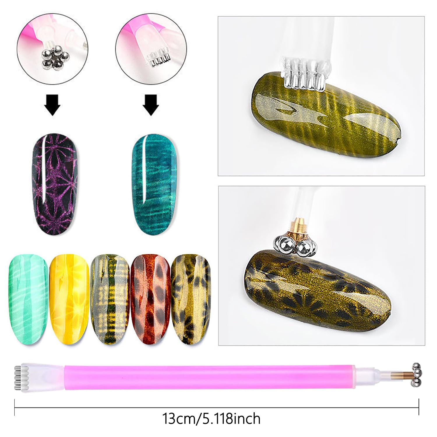 16 Pieces Cat Eye Nail Magnet Tool Set for Nails, Cat Eye Nail Polish Magnet Wan