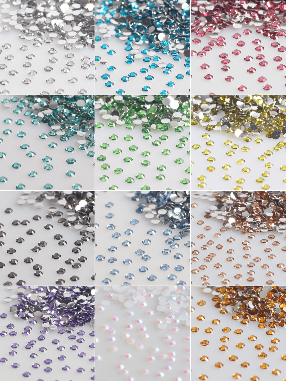 12 color acrylic nail diamond black 3D nails charm DIY nail art accessories resi