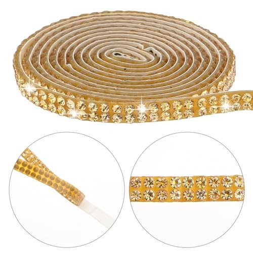 Self Adhesive Rhinestone Strips Bling Crystal Rhinestone Ribbon Glitter gold