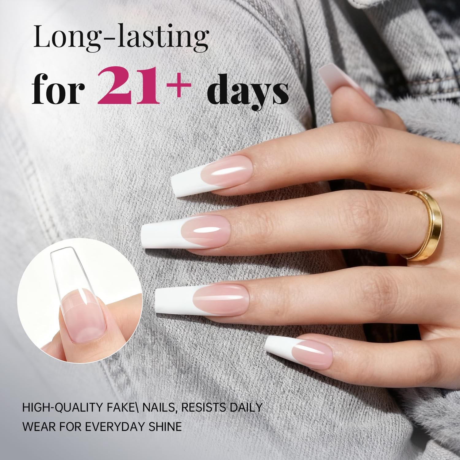 krofaue 500PCS Clear False Nails Tips – Half Cover Lady French Style Acrylic …