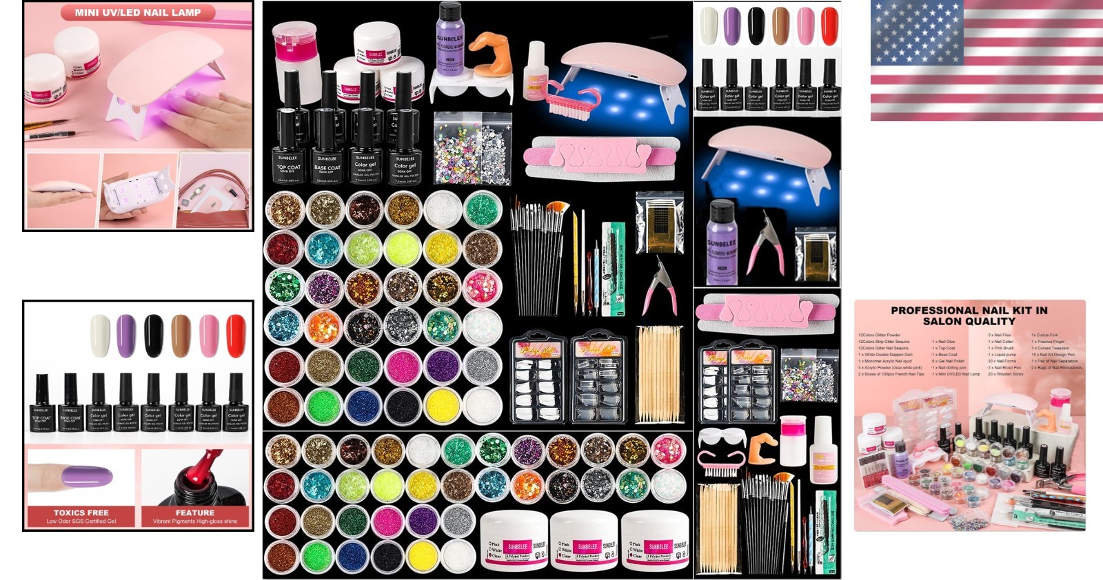 All-Inclusive Acrylic Nail Kit for Beginners: 3 Colors Powder & DIY Accessories