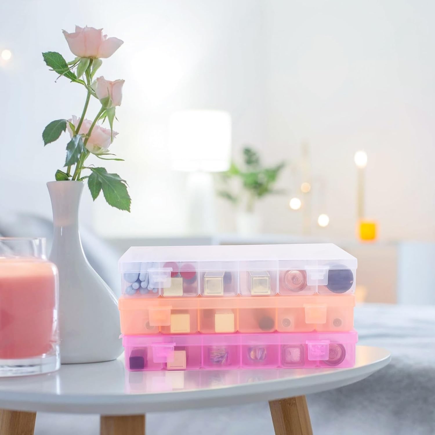 Nail Organizer Storage Box 36 Grids, Rhinestone Container Clear, Acrylic Pres…