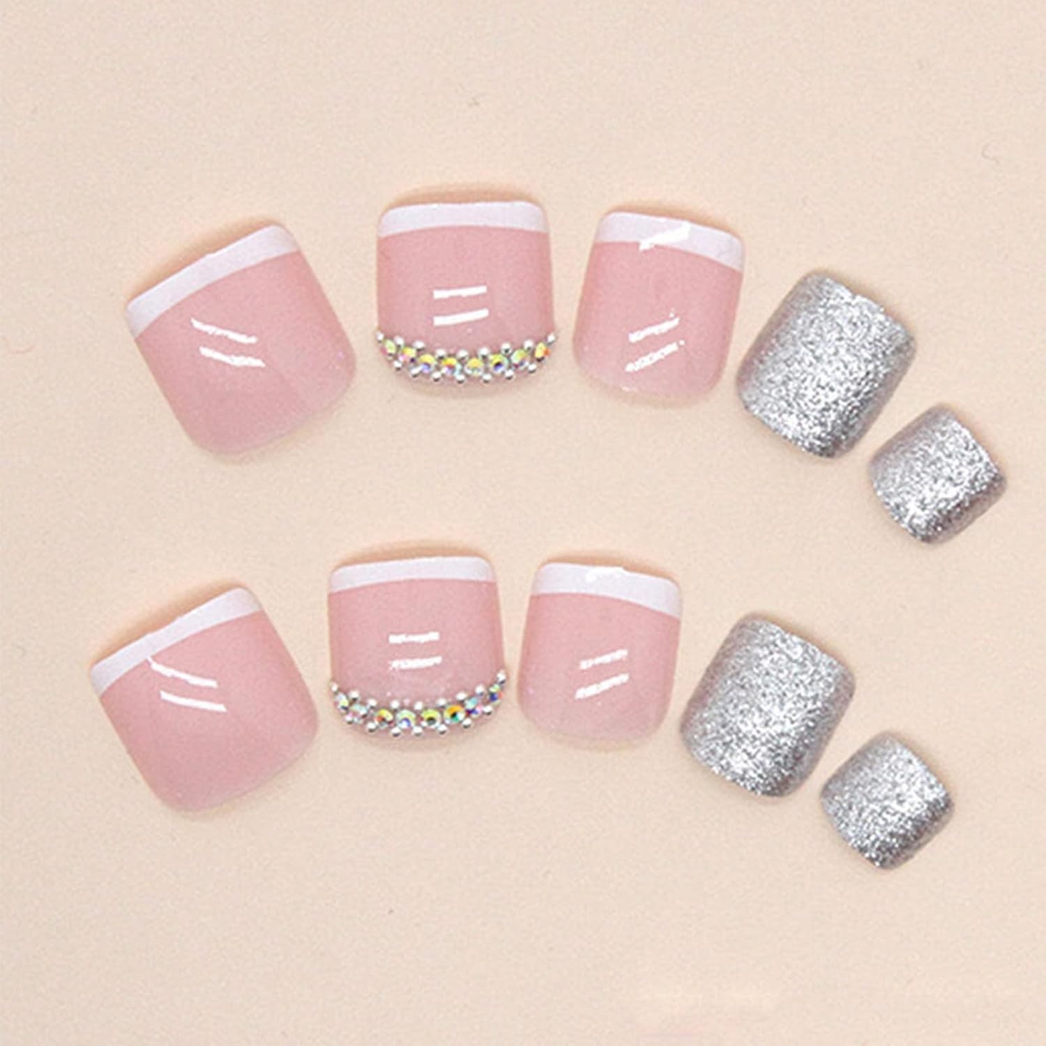 Full Cover Acrylic Press On Toenails Easy Application Glossy Finish for Women