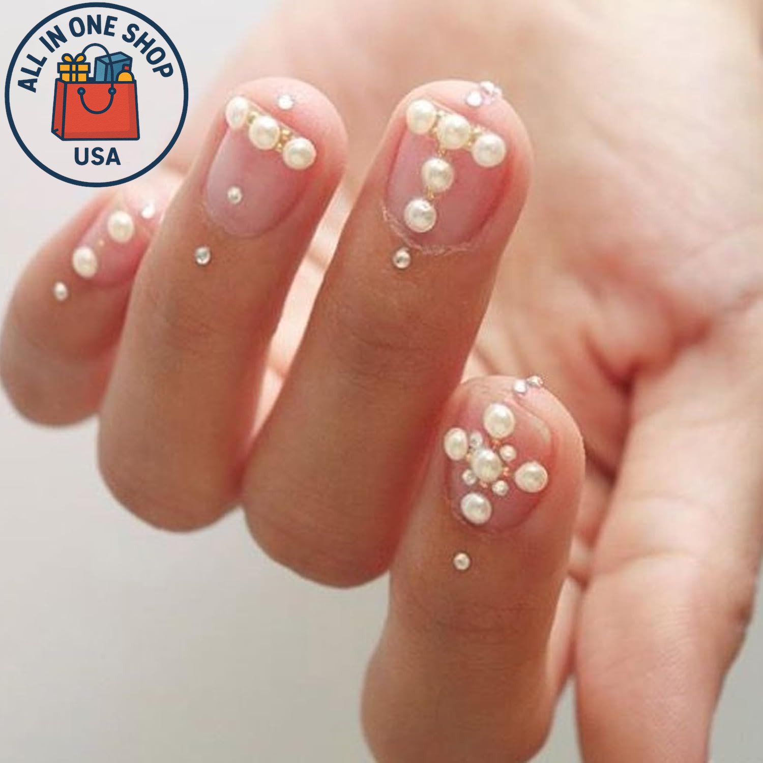 White Flatback Nail Pearls – 3D Charms for Manicure & DIY Design 12-Grid