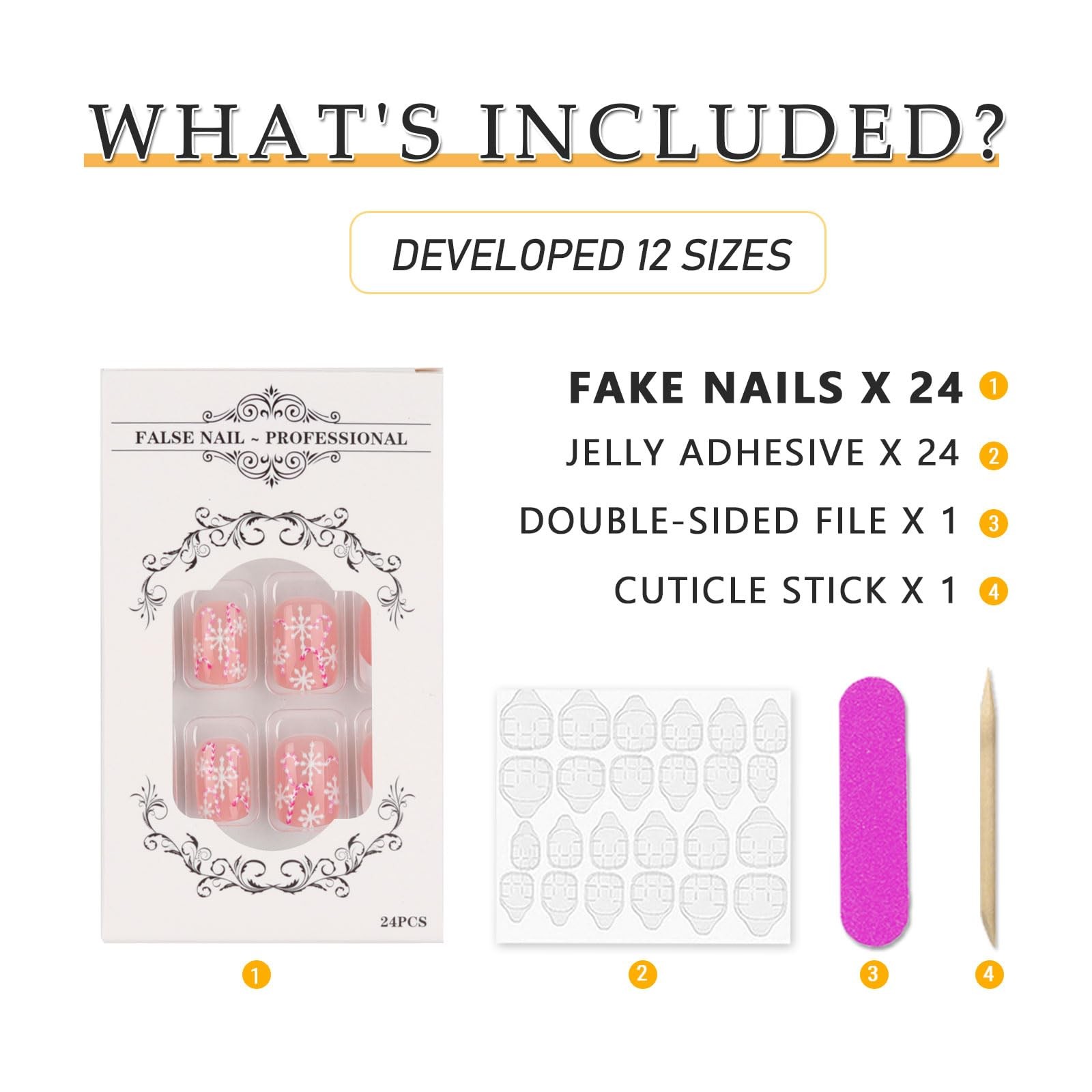 Snowflake Press On Nails Short Square, 24Pcs Snowflake Fake Nails With Candy …
