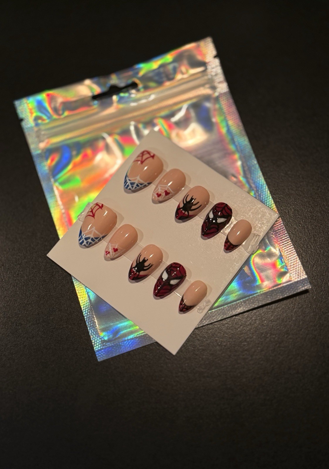 Custom Press On Nails – Hand Painted – Spiderman Press On Nails | Nails Only!