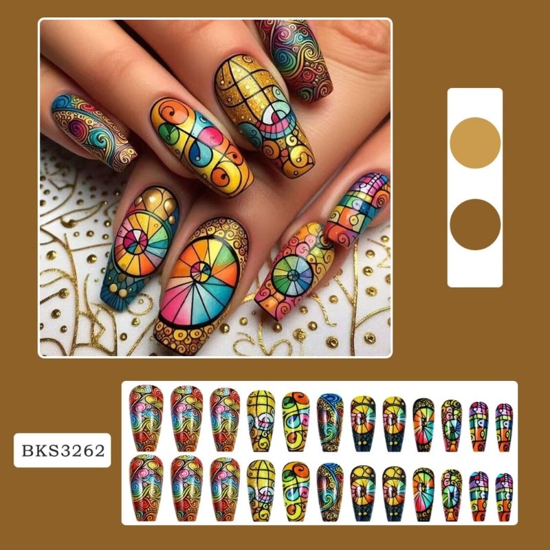24pcs Natural Look False Nail Full Cover on Nail Decors for Everyday Use