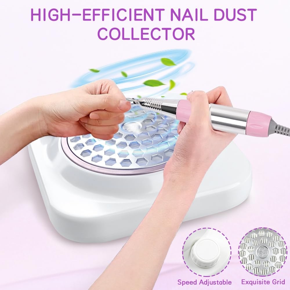 Nail Dust Collector Vacuum With Adjustable Speed Rotary 48w Powerful Dust Col…