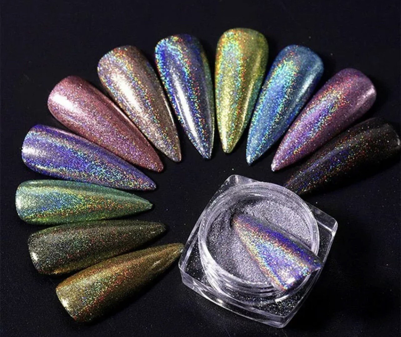 Solvent Resistant Holographic Light Green Epoxy Resin Nail Art Tumbler 1oz 0.1mm