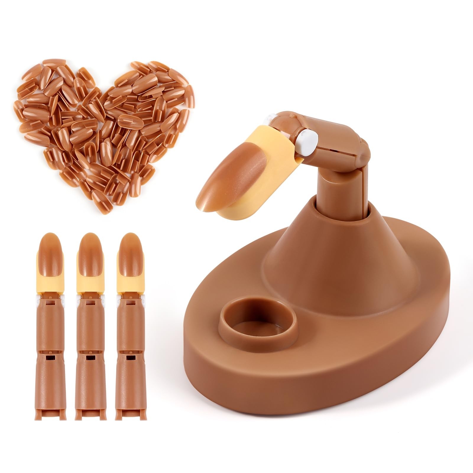 Practice Fingers Hand Acrylic Nails: 3PCS Fake to 10Cm*8Cm*6Cm, Brown