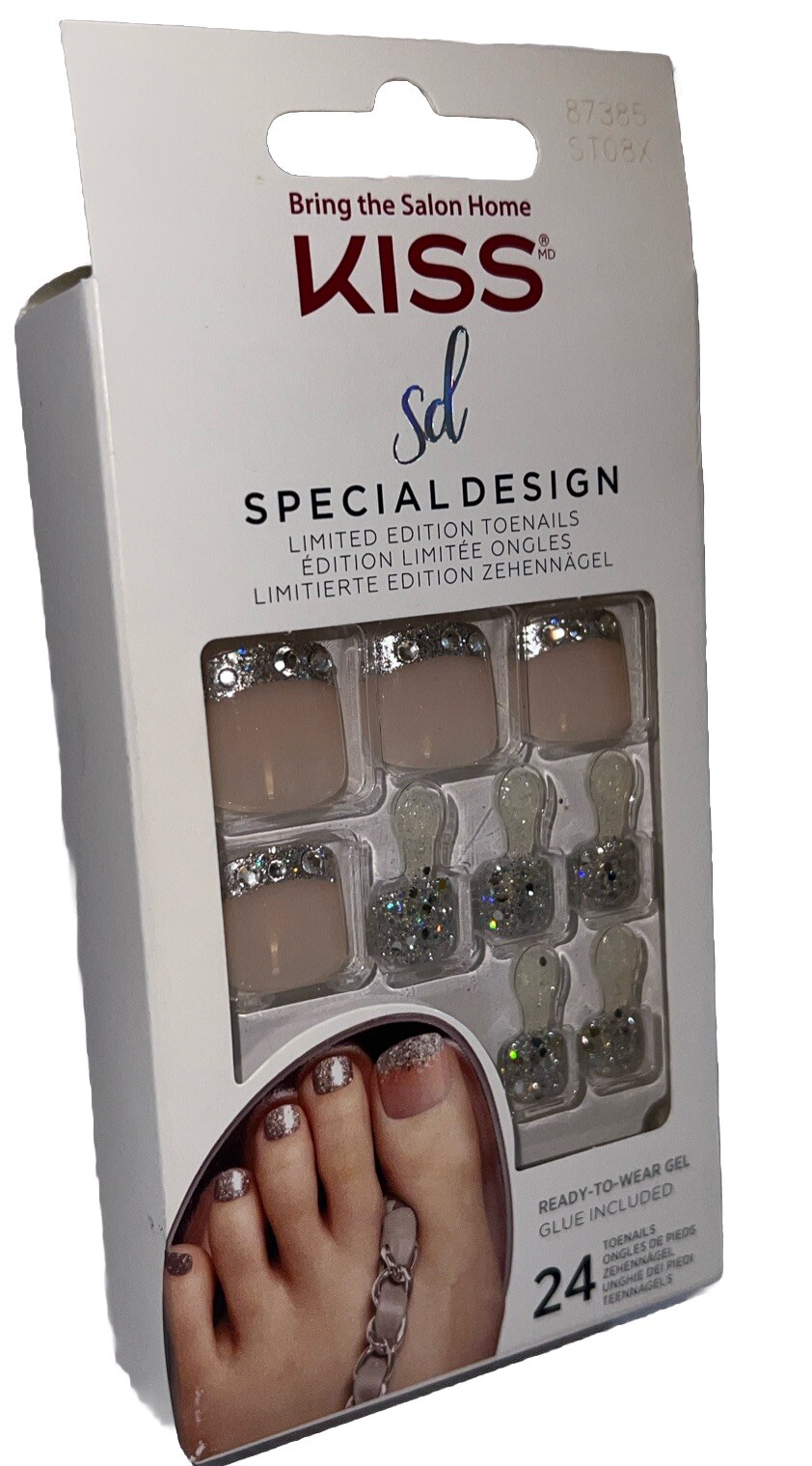 KISS SPECIAL DESIGN Toe Nails #87385 Sparkles/Stones New See Description & Pics