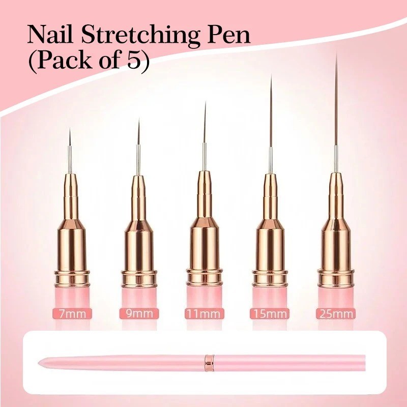 5pcs Nail Art Liner Brush Set UV Gel Painting Drawing Pen Manicure Tools
