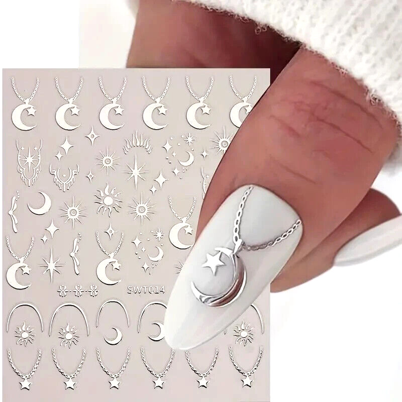 Nail Art Stickers Silver Strip Wrap Self Adhesive Decal Decor Design Transfer 3D