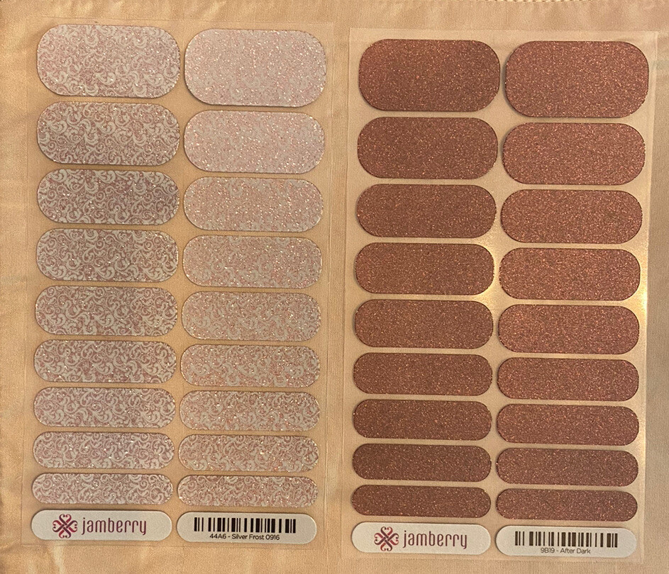 Jamberry 44A6 Silver Frost And 9B19 After Dark Full Sheet