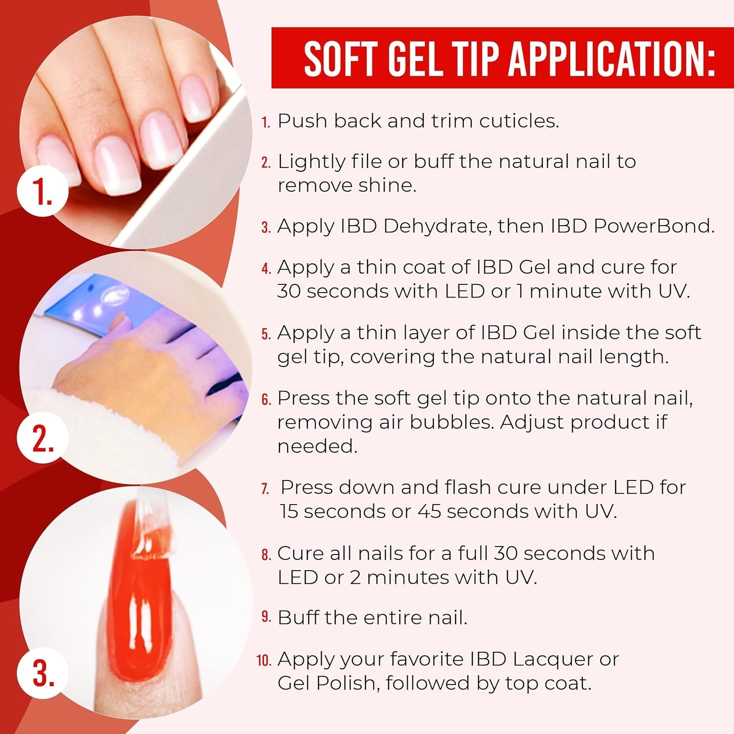 ibd Soft Gel Tips Refill Medium Coffin #7 (50ct) (3 Pack)