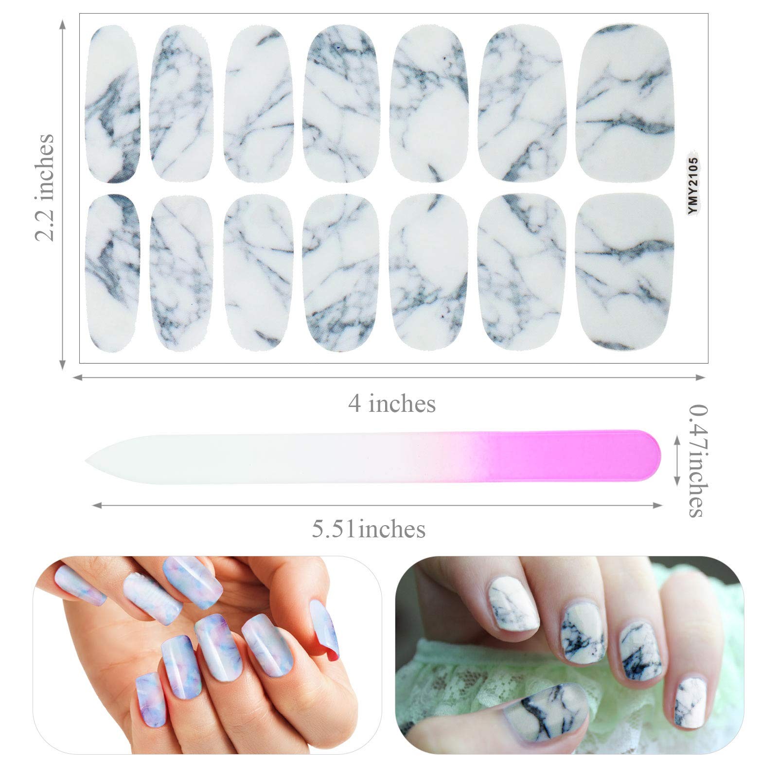 Maitys 168 Pcs 12 Sheets Full Wrap Nail Stickers Polish Strips Gradient Stickers