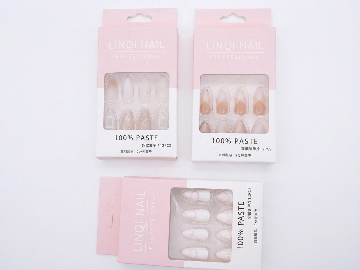 Linqi Nail Professional Press-On Nails 12Pcs – False Acrylic Artificial Gel Nail