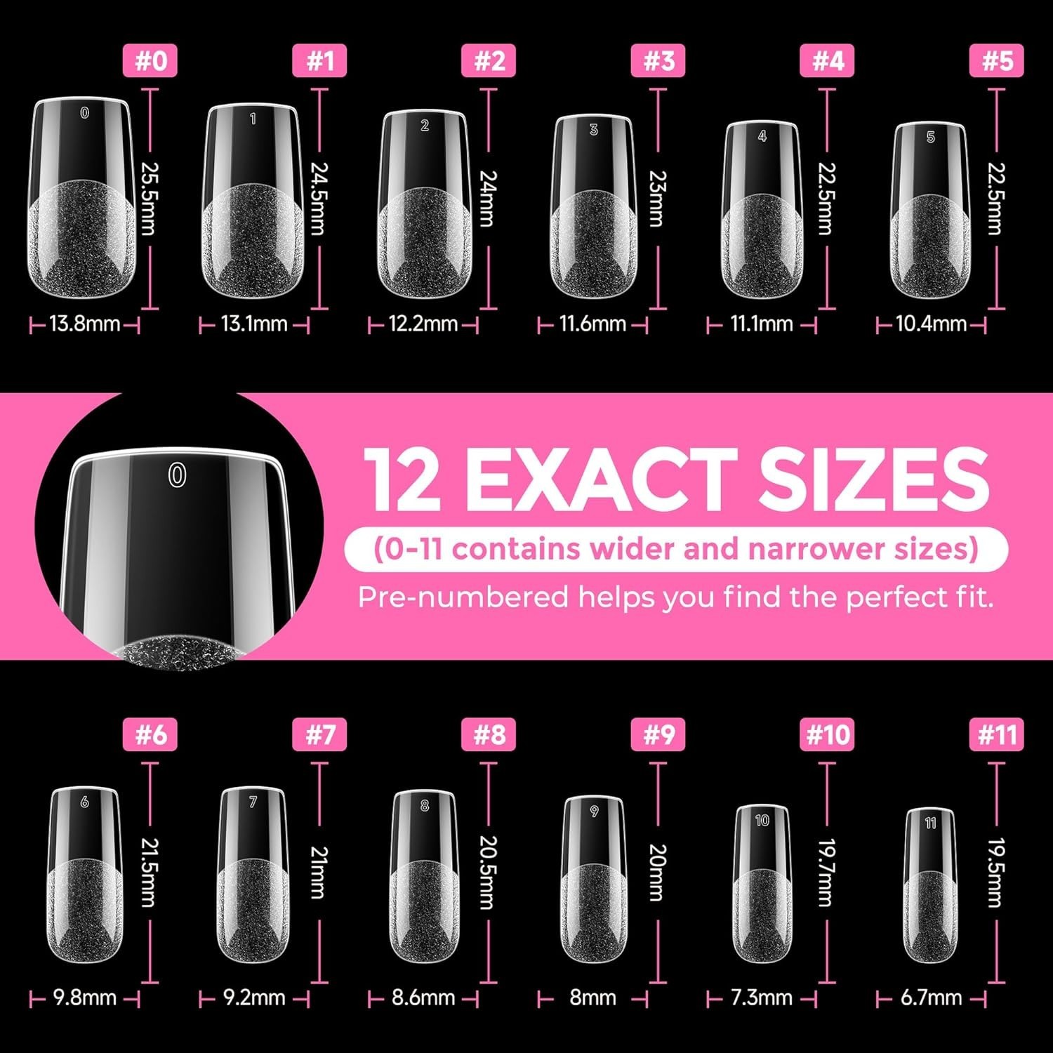 Long-Lasting Clear Square Nail Tips – 216pcs for Effortless Acrylic Extensions