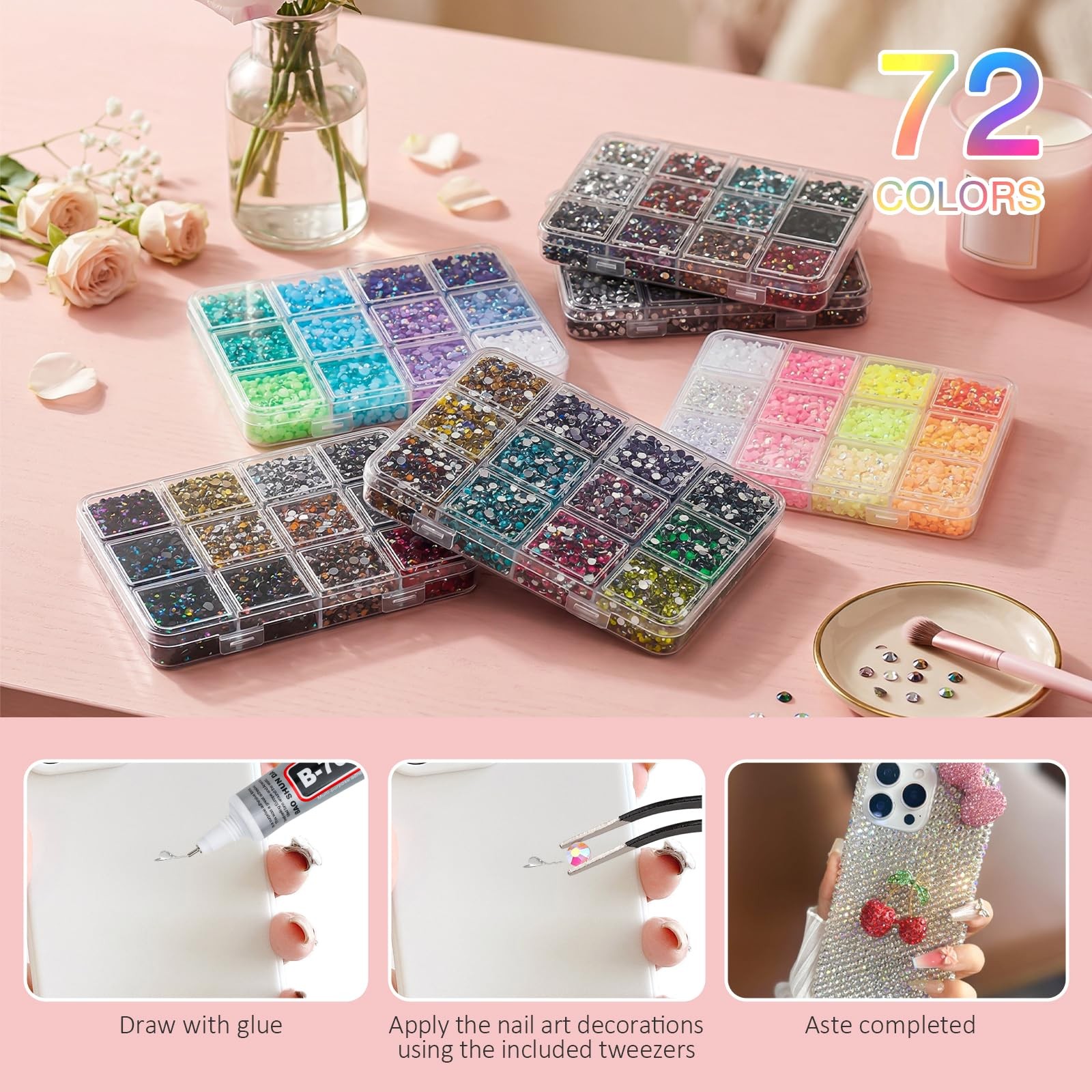 Acrridi Bedazzling Kit 36000Pcs 72 Colors Resin Jelly Rhinestones