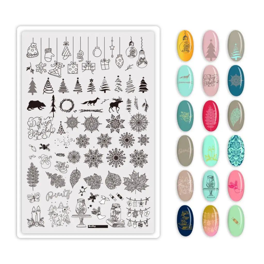 beautiful Nail Stamping Plates Autumn Winter Leaves Design Polish Stencil Nail