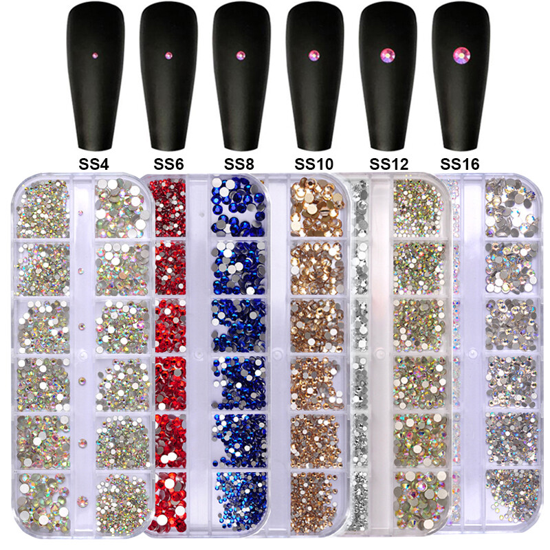 1 Box Mix SHAPE Colors Crystal Rhinestone Diamond NON hotfix Nail Art Decoration