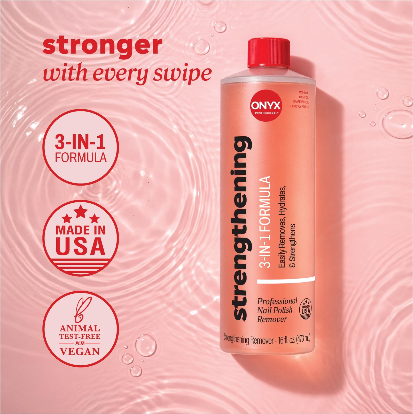 Onyx Professional 3-in-1 Strengthening Nail Polish 16 Fl Oz (Pack of 1)
